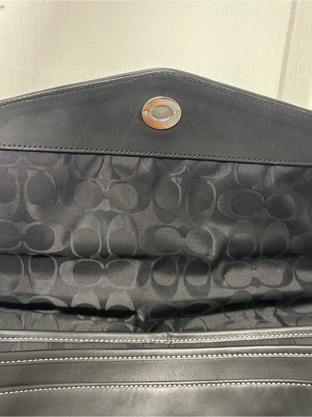 Vintage Black COACH #6457 Lexington Leather Turn Lock Briefcase Messenger Bag - Picture 12 of 16